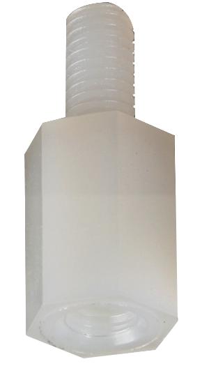 D01495 HEX THREADED SPACER, NYLON66, NATURAL DURATOOL