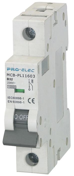 AUB7 1P  B32A THERMAL MAG CKT BREAKER, 1P, 32A, 230VAC PRO ELEC