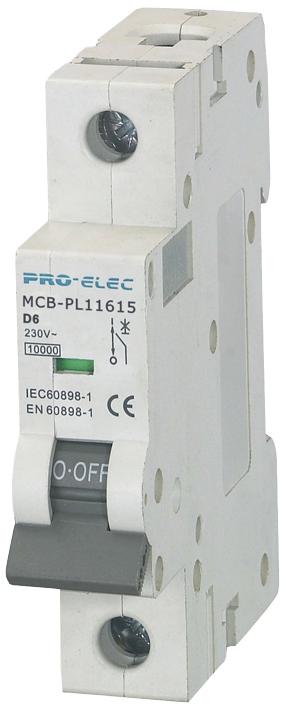 AUB7 1P D6A THERMAL MAG CKT BREAKER, 1P, 6A, 230VAC PRO ELEC