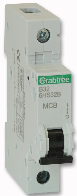6HS32B 32A SP MCB B CURVE 10KA - EACH CRABTREE
