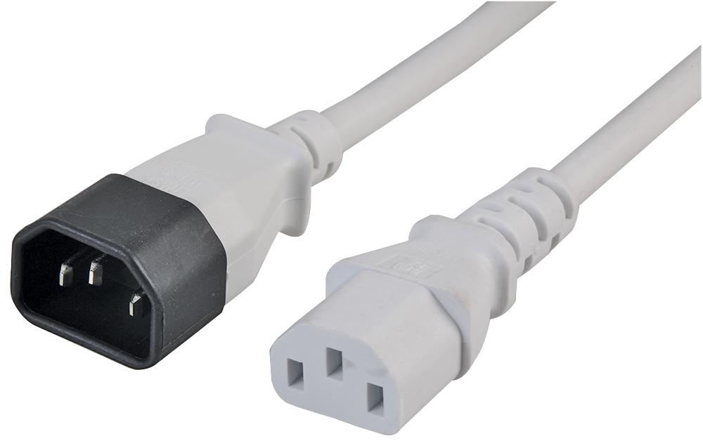 PE01111 POWER CORD, IEC C14-C13, 2M, WHT PRO ELEC