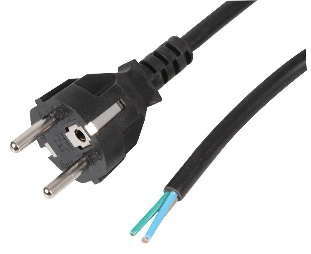PE01072 LEAD SCHUKO TO BARE END 10A BLK 2M PRO ELEC