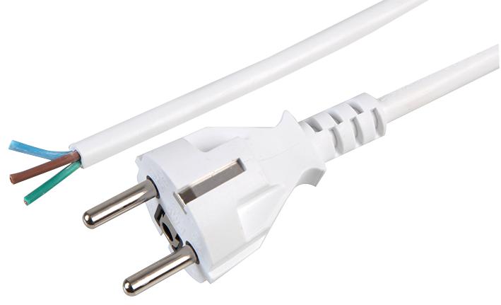 H3-2AMVBWHITE LEAD, SCHUKO TO BARE ENDS WHITE 2M PRO ELEC