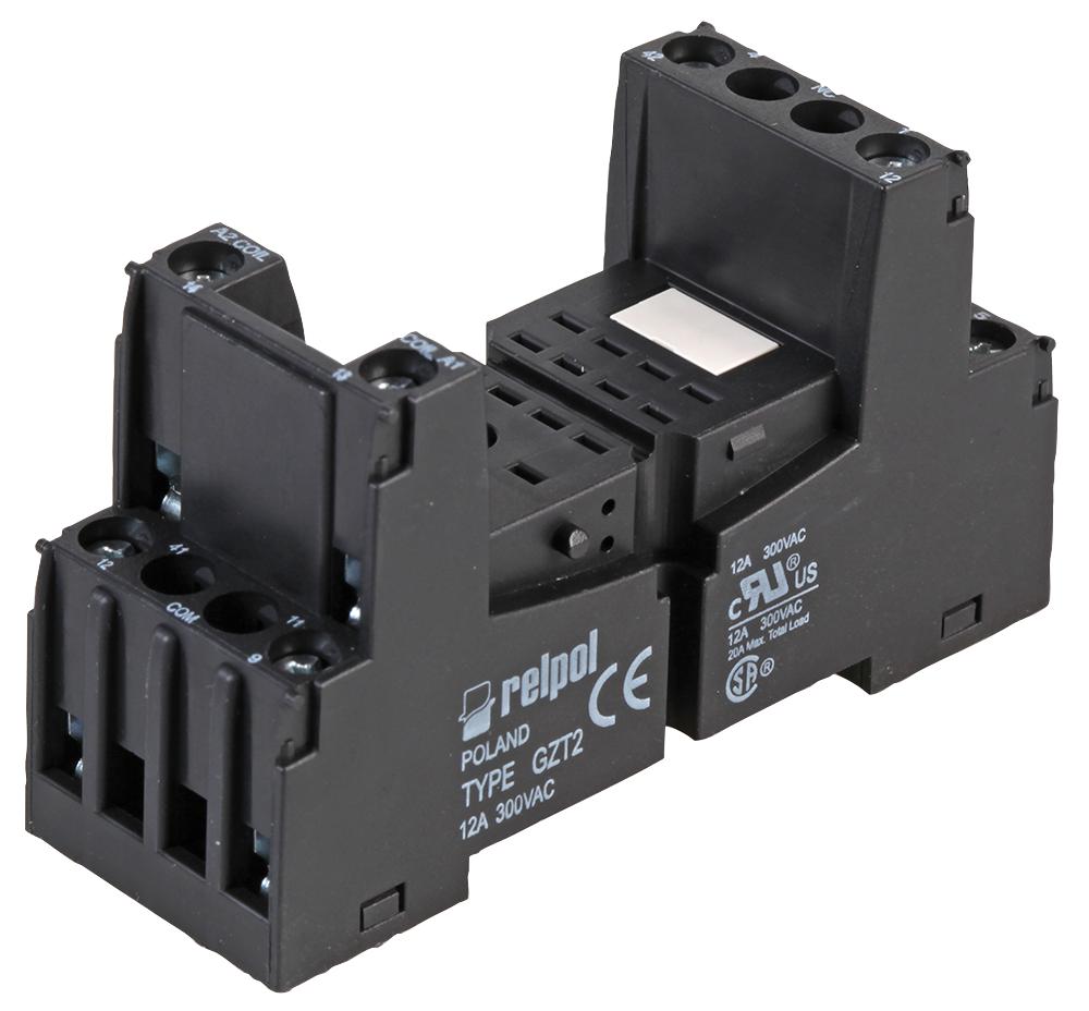 GZT2-BLACK 8-PIN INDUSTRIAL RELAY BASE, BLACK RELPOL