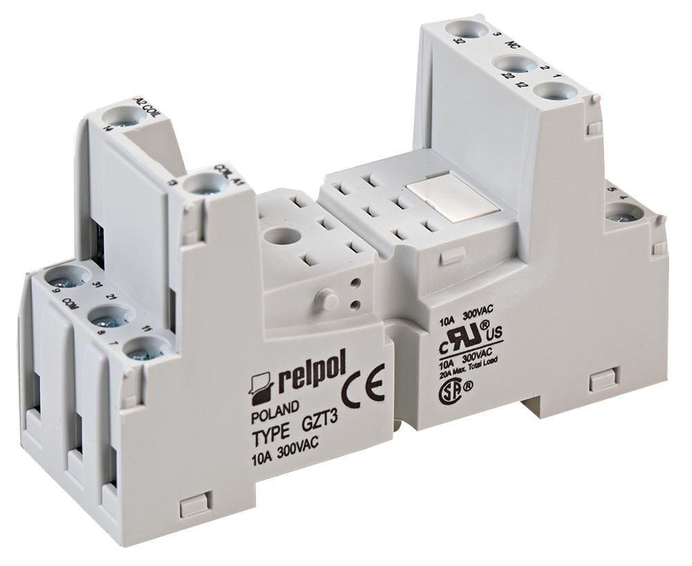 GZT3-GREY 11-PIN INDUSTRIAL RELAY BASE, GREY RELPOL