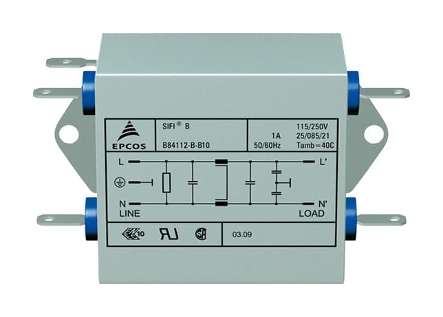 EPCOS Power Line B84112B0000B120 POWER LINE FILTER, STANDARD, 20A, 250V EPCOS 3408860 B84112B0000B120