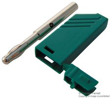 934100104 - Banana Test Connector, 4mm, Plug, Cable Mount, 24 A, 60 V, Nickel Plated Contacts, Green - HIRSCHMANN TEST AND MEASUREMENT