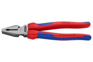 02 02 225 - 225mm High Leverage Combination Pliers with Cutting Edges and Two Colour Dual Component Handles - KNIPEX