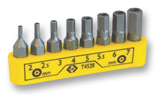 T4528 - Bit Set, Screwdriver, Tamperproof, Hex, 8 Piece - CK TOOLS