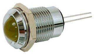 19210002 - LED Panel Mount Indicator, Satin Chrome Bezel, Yellow, 2.1 VDC, 14 mm, 20 mA, 70 mcd, Not Rated - CML INNOVATIVE TECHNOLOGIES