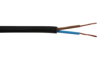 2182Y-0.5MMBLK50M - Multicore Cable, Flexible Mains, Round, 3A, Unscreened, 2 Core, 0.5 mm², 164 ft, 50 m - MULTICOMP PRO