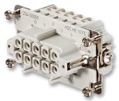 1204100000 - Heavy Duty Connector, Insert, HE Series, Cable Mount, Receptacle, 10 Contacts, Socket, 2 Rows - WEIDMULLER