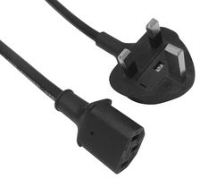 GW-151634 - Mains Power Cord, With 10A Fuse, Mains Plug, UK to IEC 60320 C13, 2 m, 10 A, 250 VAC, Black - MULTICOMP PRO
