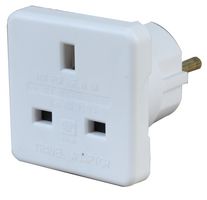 1518A WHT - Mains Adapter, UK, Euro (Schuko), 10 A, White, Plastic Body, 250 V - PRO ELEC
