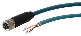 PXPTPU12FBF08XCL030PU - Sensor Cable, Cat6a, M12 Receptacle, Free End, 8 Positions, 3 m, 9.8 ft, Buccaneer M12 X Coding - BULGIN LIMITED