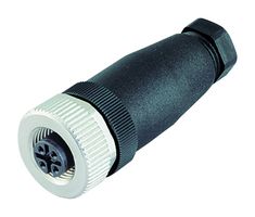 99-0430-158-04 - Sensor Connector, 713 Series, M12, Female, 3 Positions, Screw Socket, Straight Cable Mount - BINDER