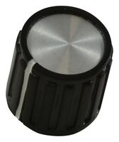 PKG50B1/4 - Knob, Round Shaft, 6.35 mm, Phenolic, Ribbed with Indicator Line, 14 mm, PKG - ALCOSWITCH - TE CONNECTIVITY