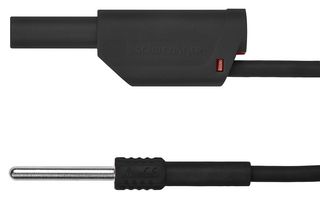 AL 8323 / 1 / 50 / SW - Test Patch Lead, 4mm Stackable Banana Plug, Shrouded, Pin Tip Plug, 19.6 ", 500 mm, Black, 19 A - SCHUTZINGER