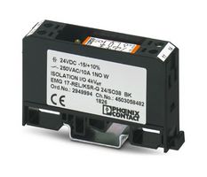 EMG 17-REL/KSR-G 24/SO38  BK - Power Relay, SPST-NO, 24 VDC, 10 A, EMG 17-REL, DIN Rail, Non Latching - PHOENIX CONTACT