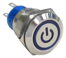 AV1921P724Q04 - Vandal Resistant Switch, Alcoswitch, AV19 Anti-Vandal, 19 mm, DPDT, Push On-Push Off, Round Flush - ALCOSWITCH - TE CONNECTIVITY
