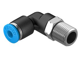 153045 - Pneumatic Fitting, Push-In L-Fitting, R1/8, 14 bar, 4 mm, PBT (Polybutylene Terephthalate), QSL - FESTO