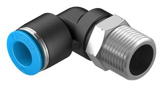 153052 - Pneumatic Fitting, Push-In L-Fitting, R3/8, 14 bar, 10 mm, PBT (Polybutylene Terephthalate), QSL - FESTO