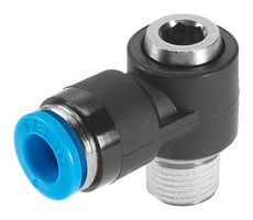 153102 - Pneumatic Fitting, Push-In L-Fitting, R1/4, 14 bar, 10 mm, PBT (Polybutylene Terephthalate), QSLV - FESTO