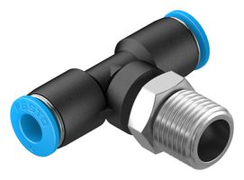 153108 - Pneumatic Fitting, Push-In T-Fitting, R1/4, 14 bar, 6 mm, PBT (Polybutylene Terephthalate), QST - FESTO