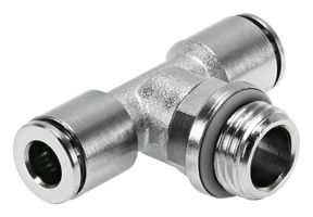 NPQH-T-G38-Q8-P10 - Pneumatic Fitting, Push-In T-Fitting, G3/8, 20 bar, 8 mm, Brass, NPQH - FESTO