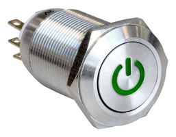 MPI005P28LSGN12 - Vandal Resistant Switch, MPI005, 19 mm, SPDT, Latching, Round - BULGIN LIMITED