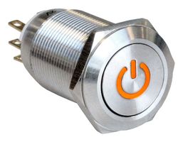 MPI005P28LSAM12 - Vandal Resistant Switch, MPI005, 19 mm, SPDT, Latching, Round - BULGIN LIMITED