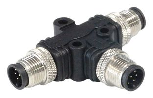 PXPPVC12TSMM08AFIIFI - Sensor Splitter, T - Style, Panel Mount, 8 Position M12 Plug, 2 x 8 Position M12 Plug, Black - BULGIN LIMITED