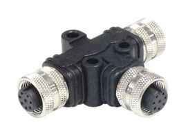 PXPPVC12TSFF04AFBBFB - Sensor Splitter, T - Style, Panel Mount, 4 Position M12 Receptacle, 2 x 4 Position M12 Receptacle - BULGIN LIMITED