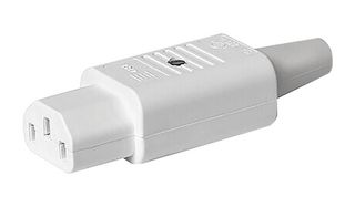3-122-698 - IEC Power Connector, White, IEC C13 Socket, 15 A, 250 VAC, Screw, Cable Mount, 4782 - SCHURTER