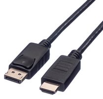 11.04.5781 - Audio / Video Cable Assembly, DisplayPort Plug, HDTV Plug, 6.6 ft, 2 m, Black - ROLINE