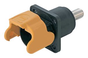 09930010321 - Heavy Duty Connector, Blk/Yel, M8 Bolt, Base, Bulkhead Mount, Top Entry, Nylon (Polyamide) Body - HARTING