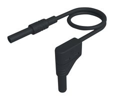 934048100 - Banana Test Lead, 4mm Right Angle Banana Plug, Shrouded, 4mm Banana Socket, Shrouded, 3.3 ft, 1 m - HIRSCHMANN TEST AND MEASUREMENT