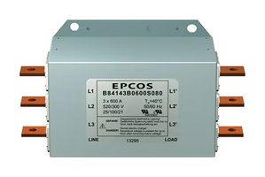 B84143B0600S080 - Power Line Filter, General Purpose, 520 VAC, 600 A, Three Phase, 2 Stage, Chassis Mount - EPCOS