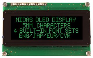 MCOB42005A1V-EGP Oled Display, 20X4, Parallel, 5.3V Midas
