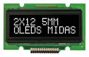 MCOB21205AV-EWP Display, Oled, Cob, 12X2, White On Black Midas