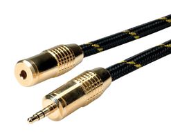 11.09.4759 Audio Cord, 3.5mm Plug-SKT, 10m, Blk/GLD ROLINE