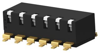 EDSP06SGRNNTU04 DIP SWITCH, 6POS, SPST, PIANO KEY, SMD ALCOSWITCH - TE CONNECTIVITY