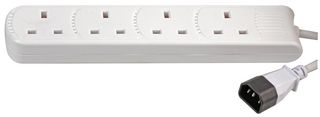 PEL01209 IEC C14 TO 4 Gang Mains Socket WHT 2m Pro Elec