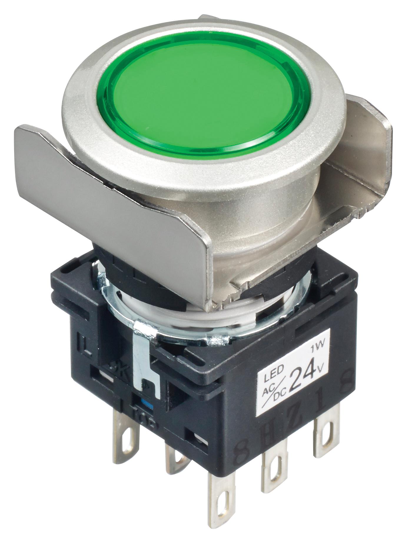 IDEC illuminated LB6ML-A1T64G PB SWITCH, ILLUM, DPDT, 24VAC/DC, GREEN IDEC 2833222 LB6ML-A1T64G