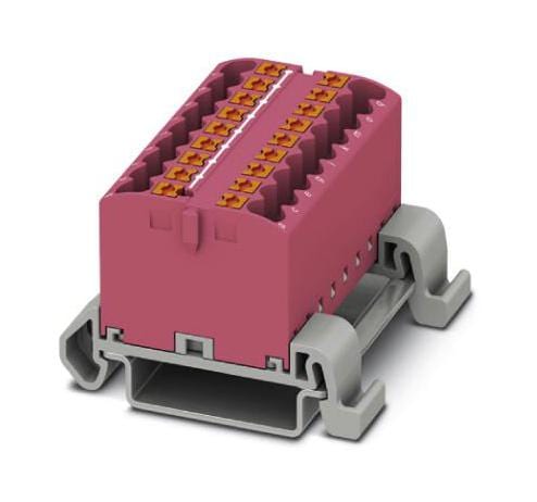 PHOENIX CONTACT Power Distribution Blocks PTFIX 18X2,5-NS35A PK TB, DISTRIBUTION BLOCK, 18P, 12AWG, PINK PHOENIX CONTACT 3242451 PTFIX 18X2,5-NS35A PK