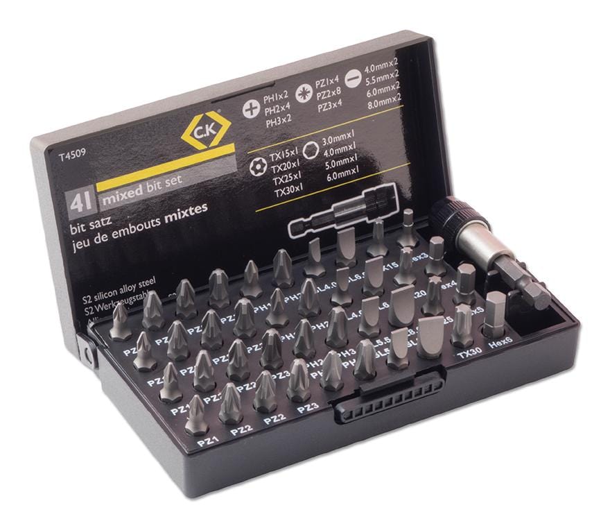 CK TOOLS Sets T4509 SCREWDRIVER BIT SET, 41PCS CK TOOLS 2470575 T4509