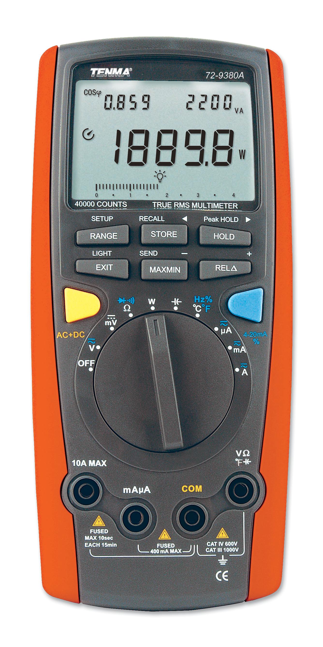 72-9380A MULTIMETER, DIGITAL, HANDHELD, TRMS, EUR TENMA