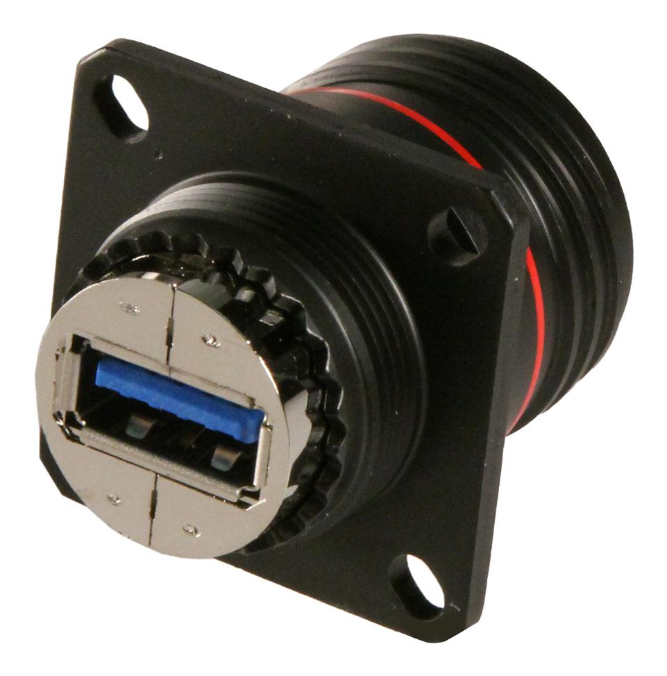 AMPHENOL SOCAPEX USB Sealed Connectors USB3FTV2AZN USB CONN, 3.0 TYP A SQ FLANGE RCPT, 4POS AMPHENOL SOCAPEX 3798599 USB3FTV2AZN