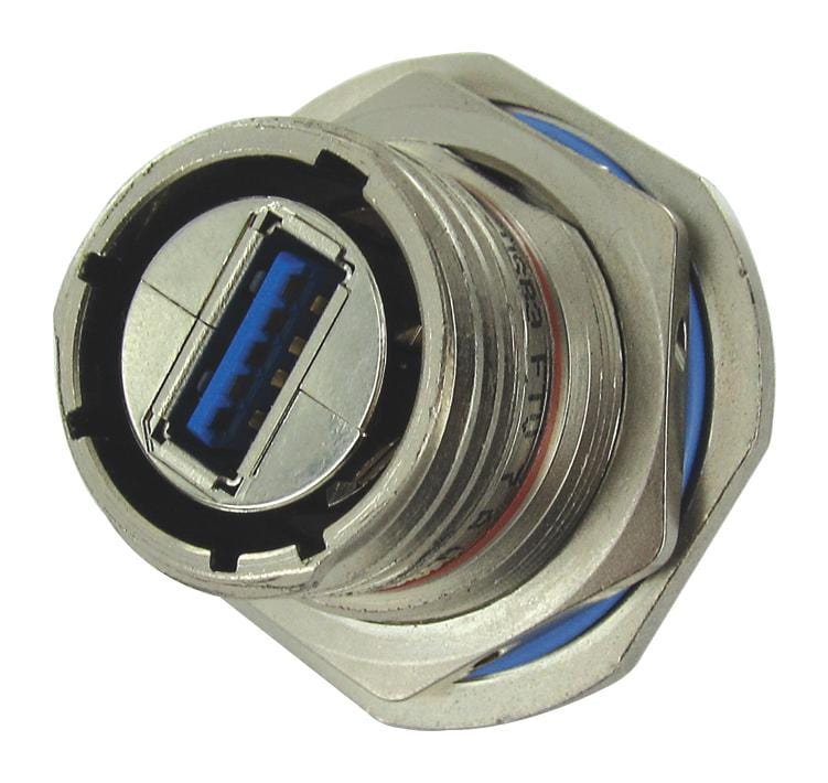 AMPHENOL SOCAPEX USB Sealed Connectors USB3FTV7SANF059 USB CONN, 3.0 TYPE A JAM NUT RCPT, 9POS AMPHENOL SOCAPEX 3798610 USB3FTV7SANF059