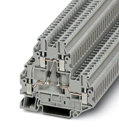 PHOENIX CONTACT DIN Rail Mount UTTB 2,5-2DIO/O-UL/O-UR DINRAIL TERMINAL, 4WAY, 12AWG, GRY PHOENIX CONTACT 3241293 UTTB 2,5-2DIO/O-UL/O-UR